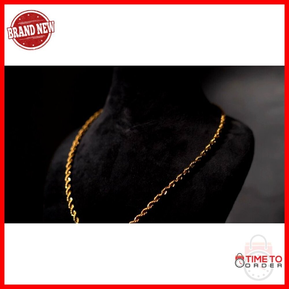 14K Solid Gold Rope Chain Necklace Diamond Cut Lobster Clasp 18-30 Inch - Picture 7 of 7